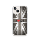 Union Jack Flag (Black & White) / "I Love (Heart) DL" iPhone Case