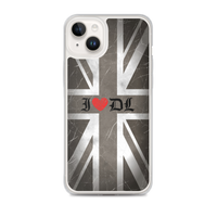 Union Jack Flag (Black & White) / "I Love (Heart) DL" iPhone Case