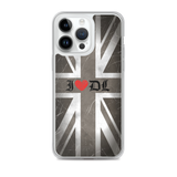 Union Jack Flag (Black & White) / "I Love (Heart) DL" iPhone Case