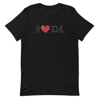 I Love Def Leppard | I Heart DL T-shirt | Black letters, red heart | LiveLoveLep.com